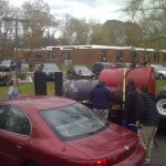 HCR Manor care employees getting fuel rasions during Hurricane Sandy