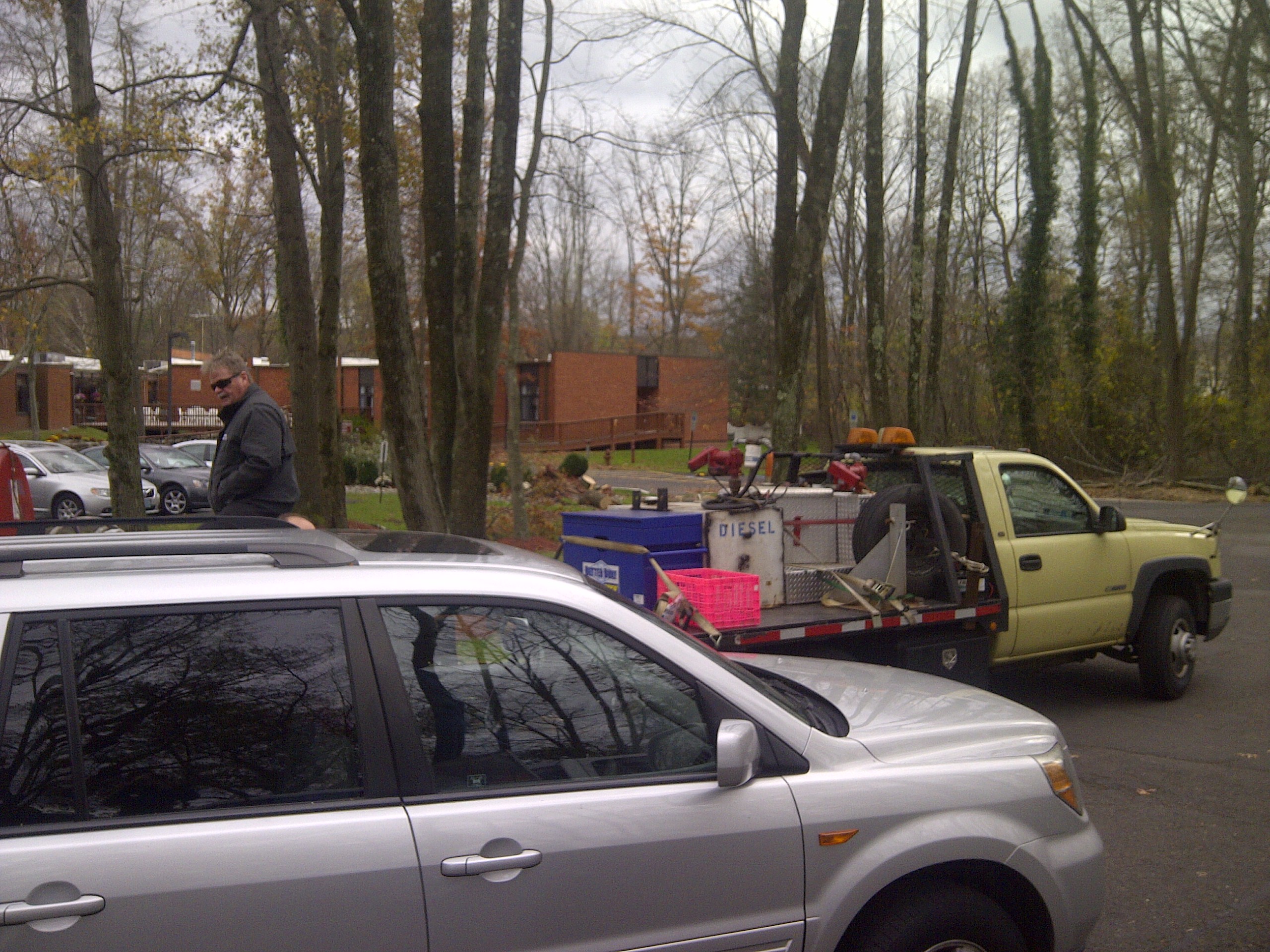 HCR Manor care employees getting fuel rasions during Hurricane Sandy